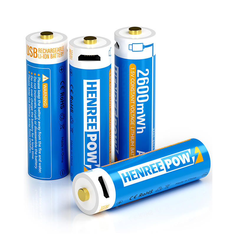 Henreepow 2600mWh 1.5V Type C AA Genopladelige batterier